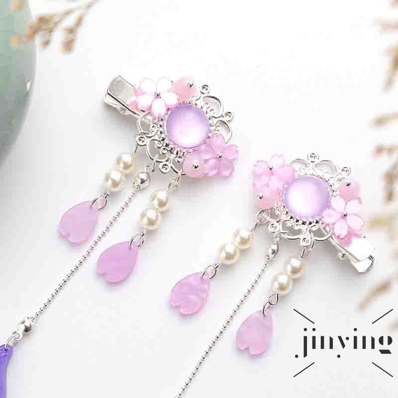 GETNOIVAS Trâm cài tóc tua rua đính hoa và đuôi cá phong cách cổ điển phối Hán phục xinh xắn