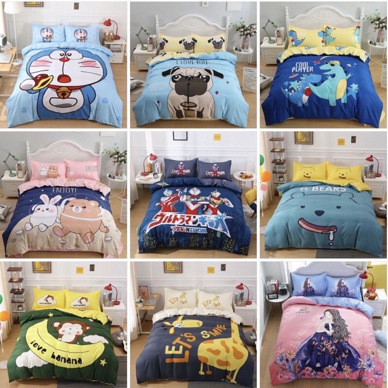 BỘ CHĂN GA GỐI 4 MÓN COTTON TINA HOẠT HÌNH CHO BÉ