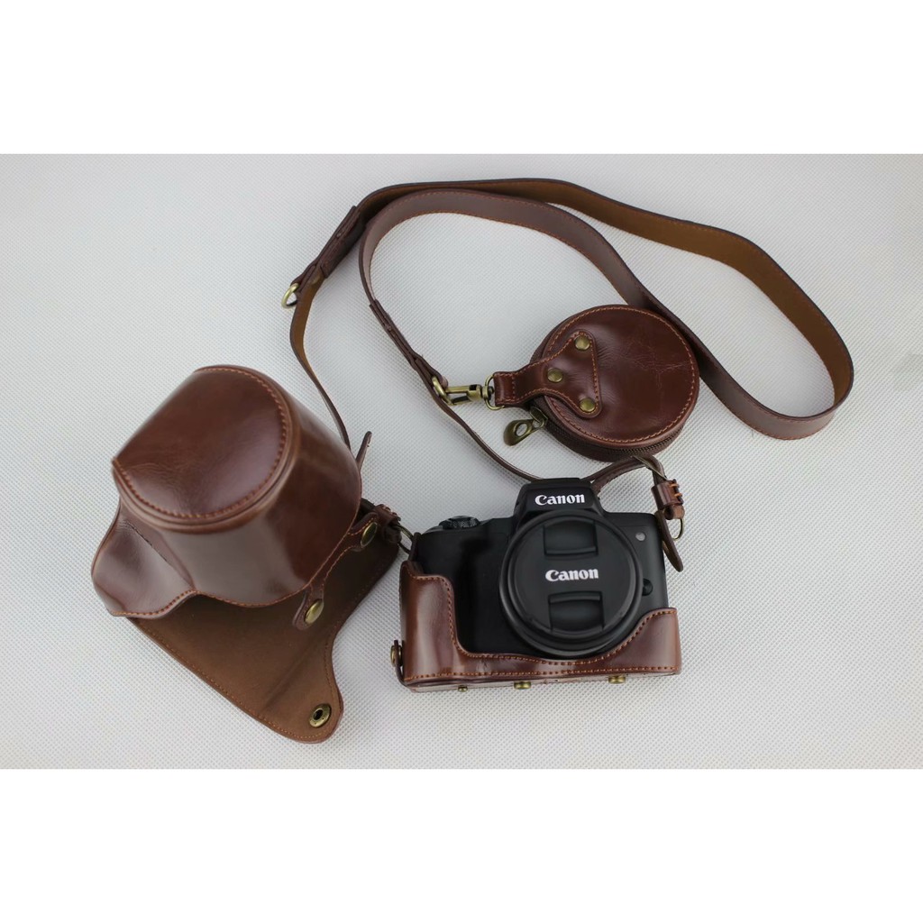 Túi Da Sang Trọng Đựng Máy Ảnh Canon EOS M50 Với Lens 15-45mm