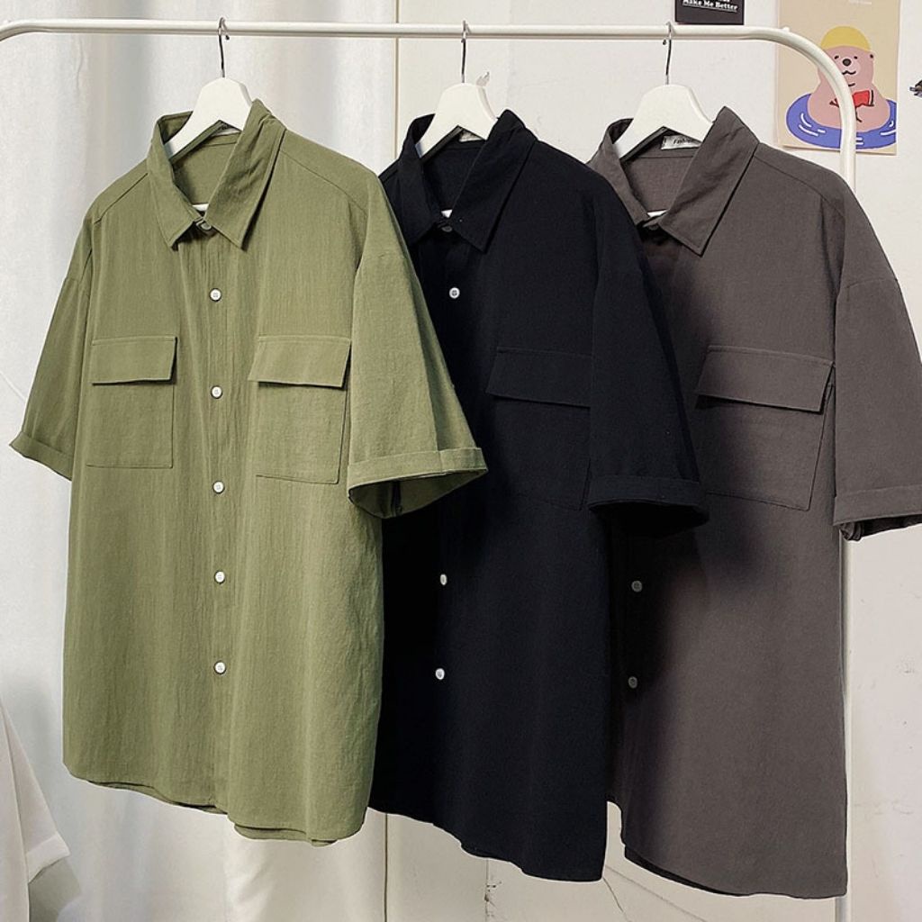 Áo Đũi Nam Sơ Mi Cổ Bẻ TED Fashion Dáng Cộc Tay Linen Basic Túi Hộp Trẻ Trung TED41