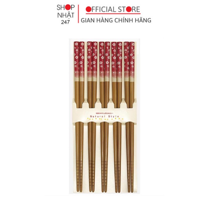 Bộ 5 đũa mẫu hoa đỏ Kokubo - Hàng nội địa Nhật Bản