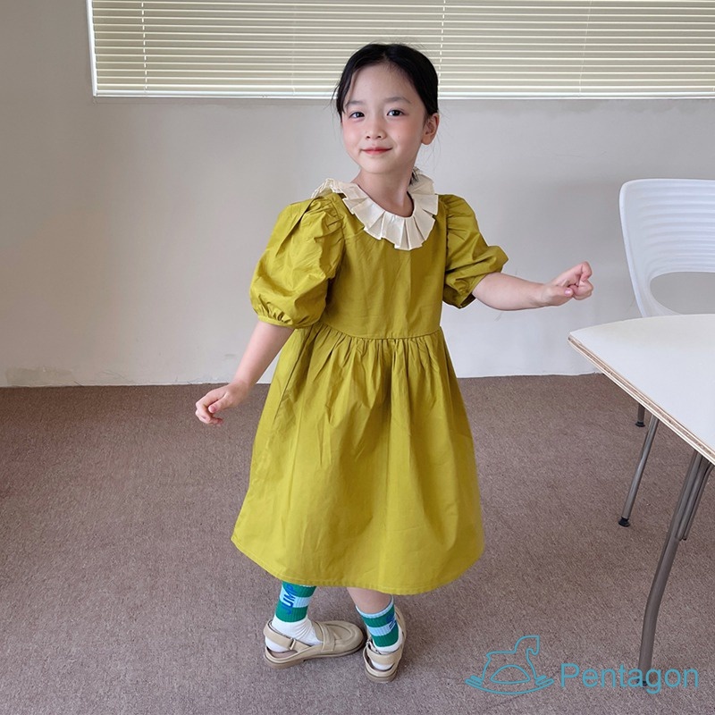 Đầm Công Chúa Mùa Hè Eo Phồng Dễ Thương Thân Thiện Với Da Thoáng Khí Phong Cách Hàn Quốc Cho Bé Gái 3-8 Tuổi