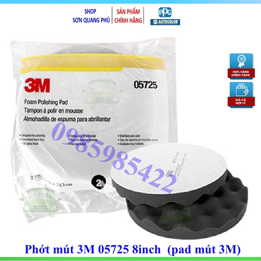 Phớt mút đánh bóng 3M 05725 dạng sóng bước 2 đĩa xốp đánh bóng 3M 05725 3M 8inch 22cm pad xốp SONQUANGPHU8856