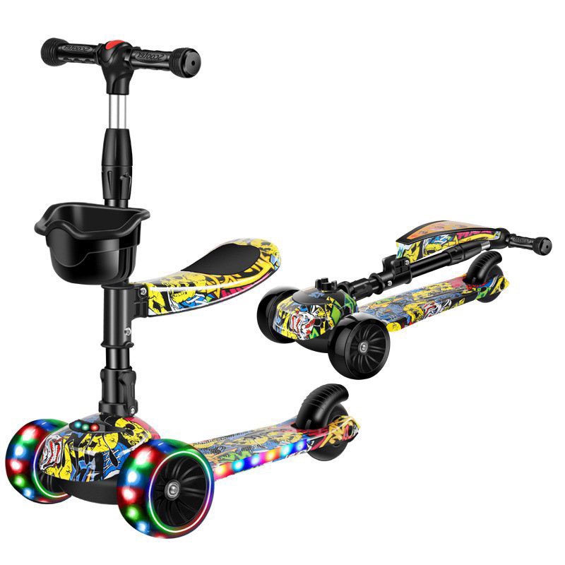 ✈️[Freeship] Xe trượt scooter GRAFFITI đa năng phát sáng cho bé từ 2 đến 12 tuổi - Xe thăng bằng có nhạc, ghế nhún