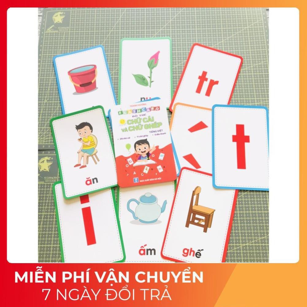 Bộ thẻ học thông minh flashcard chữ ghép và chữ cái cho bé học tiếng việt (khổ lớn 10x15cm)