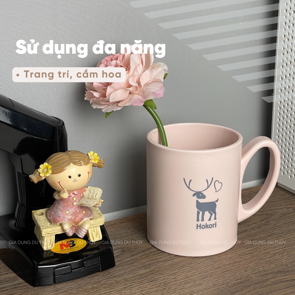 Ca nhựa uống cafe 330 ml có quai màu sắc pastel chất liệu nhựa PP nguyên sinh chịu nhiệt  Ca Hokori 330ml 6366 Việt Nhật