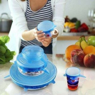 Nắp đậy silicon thay thế màng bọc thực phẩm 1 set 6 nắp