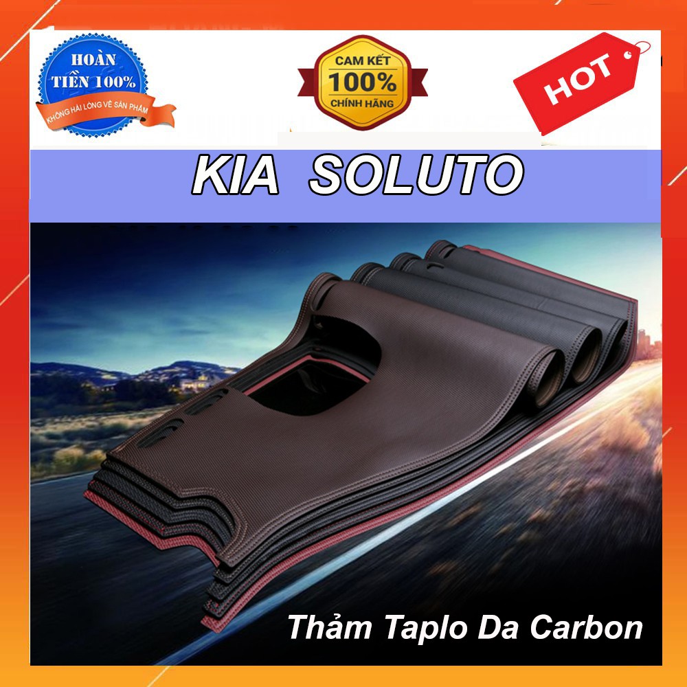 Thảm Taplo Da Carbon Xe Kia Soluto đời 2018 2019 2020 2021 2022 màu đen Màu Đen, đế có chống trượt chống xô lệch