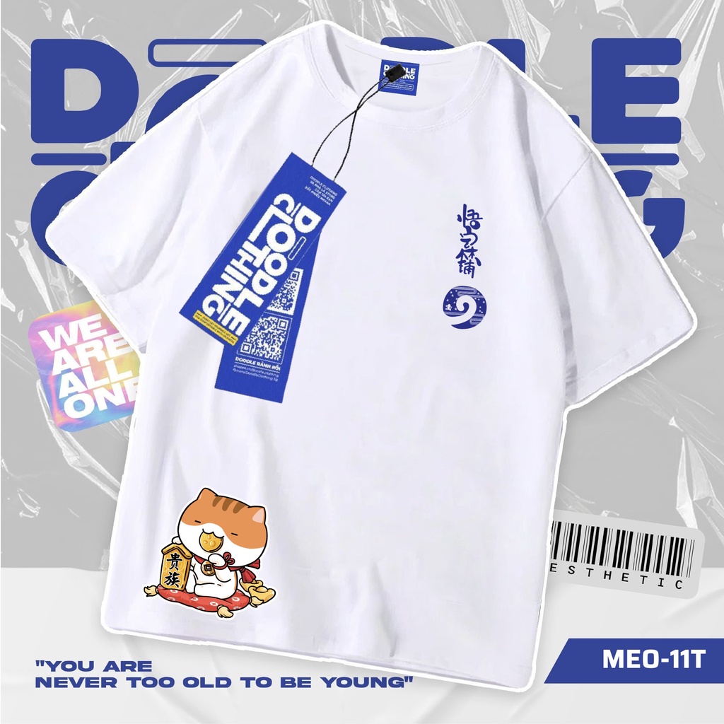 Áo thun nam nữ tay lỡ unisex oversize áo phông form rộng basic tee hình các bé mèo siêu cute