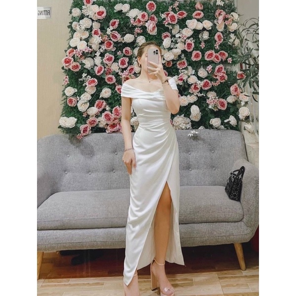 MS1232Y ĐẦM BẸT VAI XẺ ĐÙI KÈM QUẦN NGẮN full size S/M/L/XL