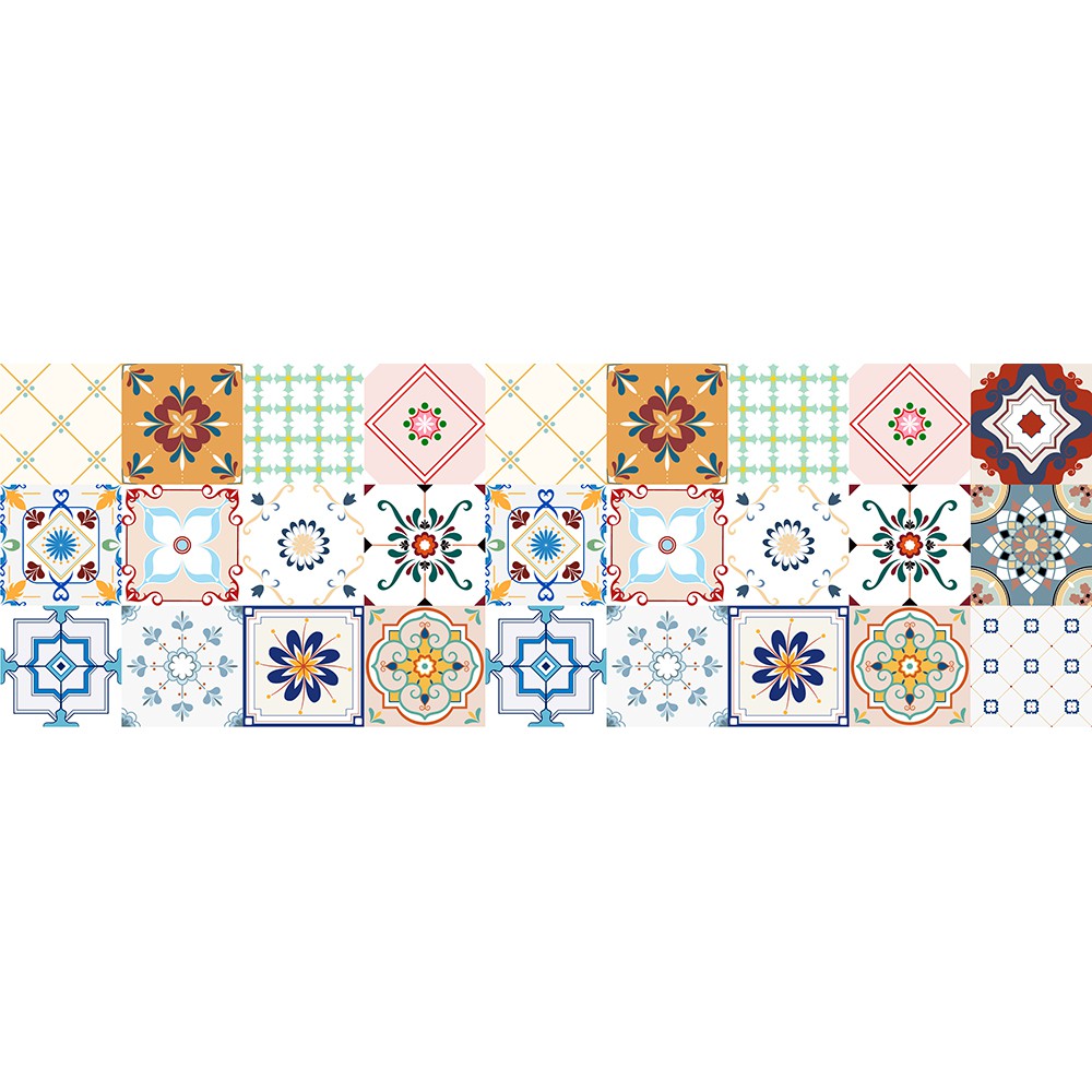 Decal gạch bông - set 48 ô 15x15 - KT 60x180cm - Ms: KT04-18
