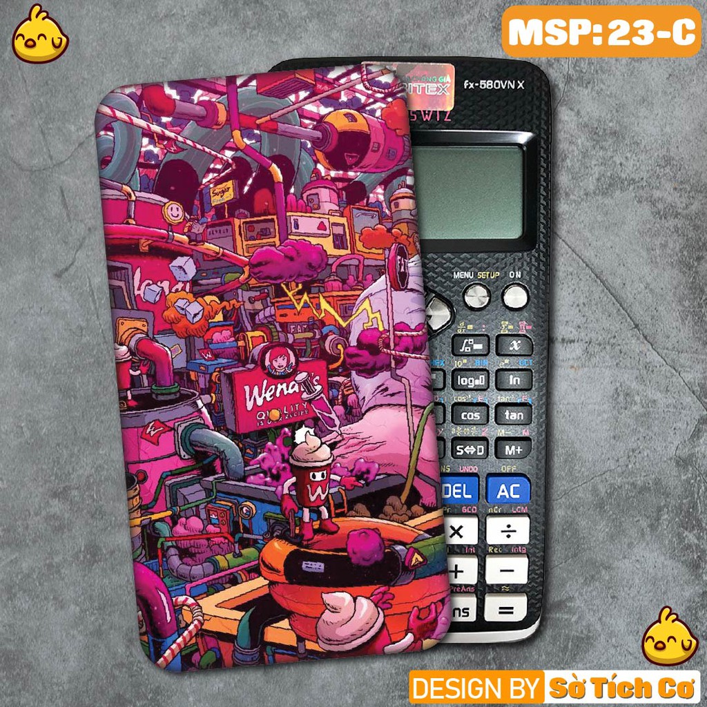 Miếng decal dán máy tính fx-570, fx-580, fx-880, Casio, Vinacal,... hình Cute Us MSP: 23