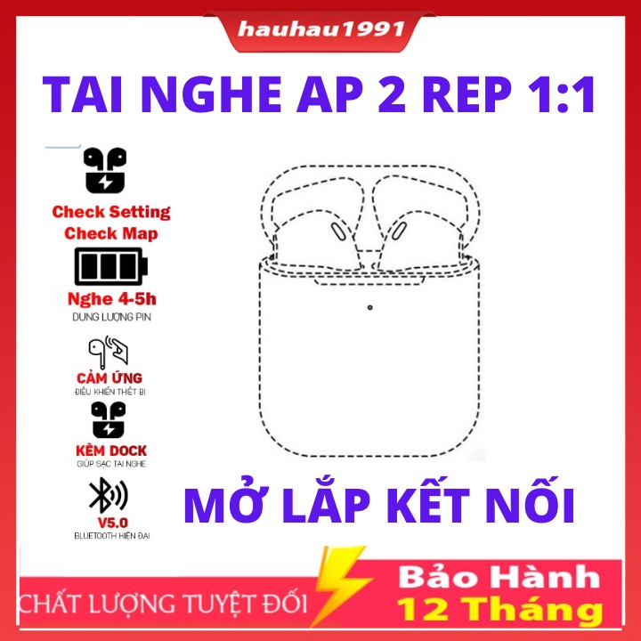 Tai nghe Bluetooth không dây nhét tai AP thế hệ 2, Nghe Nhạc Cực Hay,Bảo Hành 12 Tháng