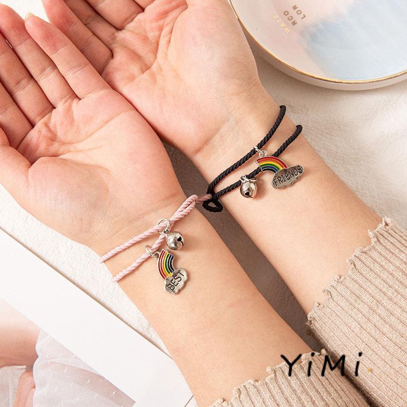 【Yimi.Vn】Một Cặp Vòng Đeo Tay Dây Thừng Đính Chuông Và Đám Mây Ghép Nối Tình Bạn Đơn Giản