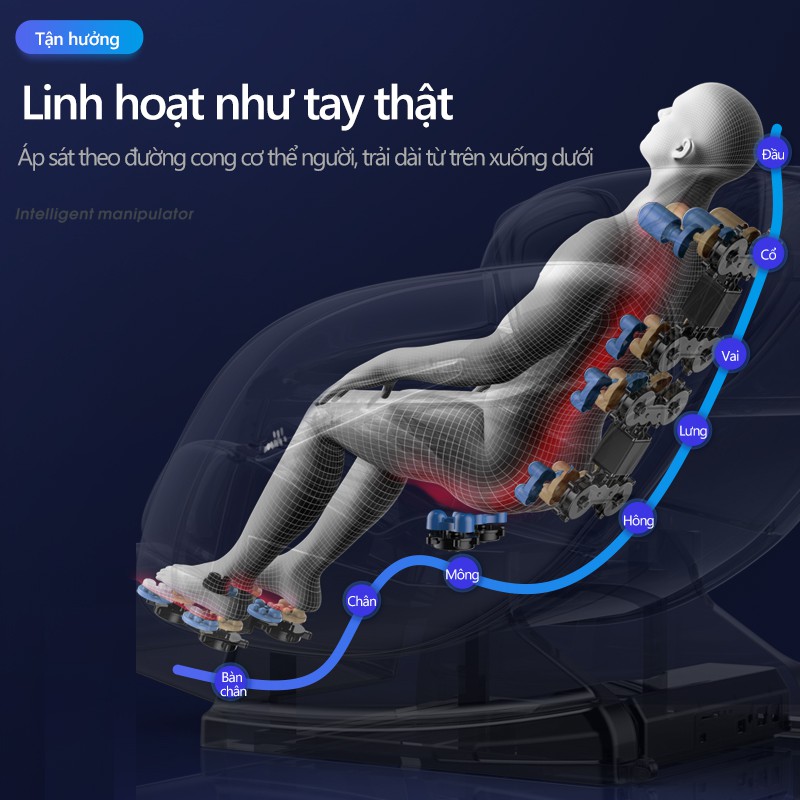 ghế massage máy mát xa toàn thân kiểu phi thuyền không trọng lực bảng điều khiển LCD hoa văn cá sấu loa nhạc bluetooth