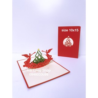 Cây Thông 19 ( 2 thiên thần ) - Noel - Thiệp 3D