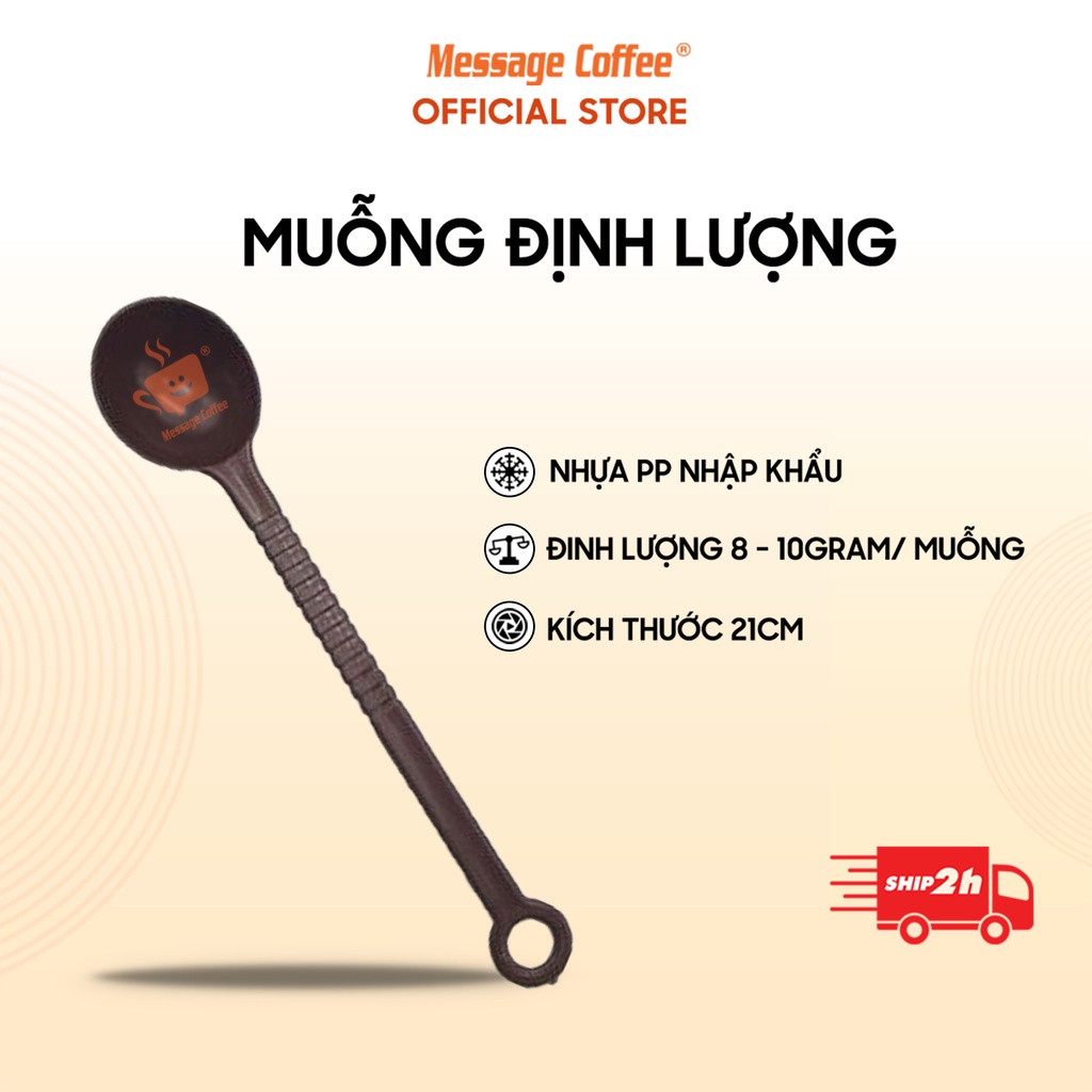 Thìa đong định lượng muỗng đong bột cà phê 8-10g làm bằng nhựa màu nâu từ Message Coffee