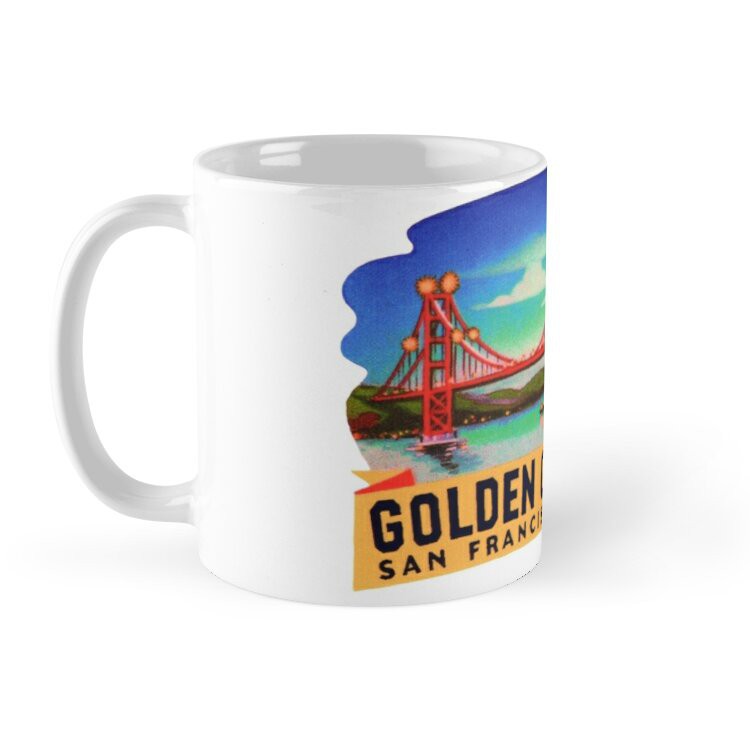 Cốc Sứ In Hình -Golden Gate Bridge San Francisco California Vintage Du lịch Decal-HT41-2020-380- [Chất Lượng]