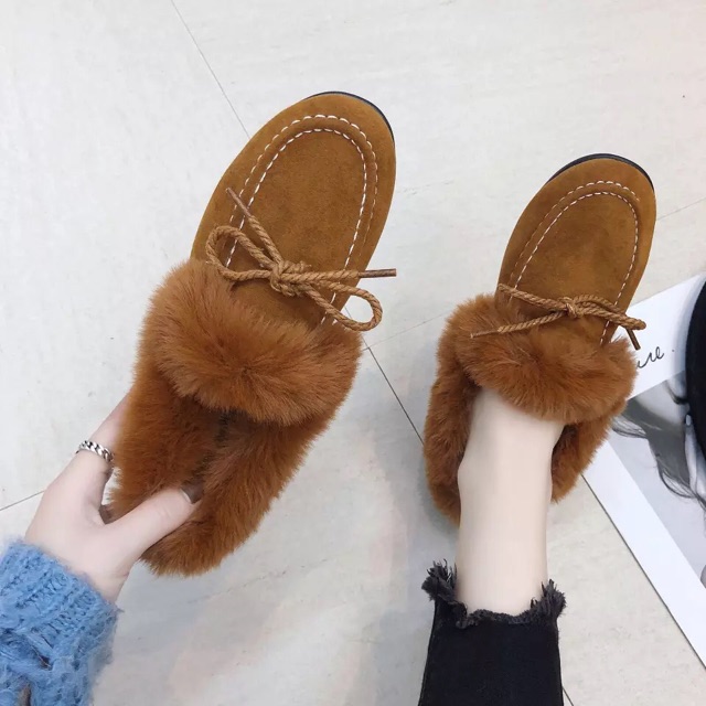 Giày lười lót lông cho nữ chống trơn trượt thanh lý nghỉ Tết | BigBuy360 - bigbuy360.vn