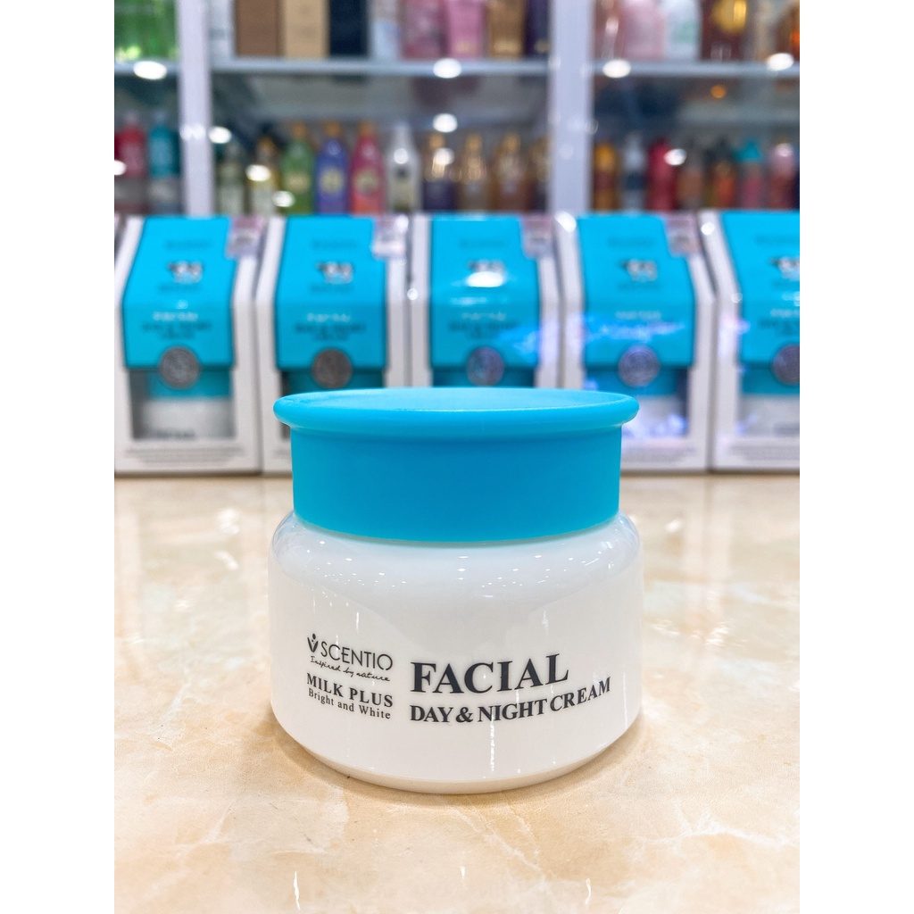 Kem Dưỡng Trắng Da Ngày &amp; Đêm Scentio Milk Plus Facial Day &amp; Night Cream Thái Lan 50ml