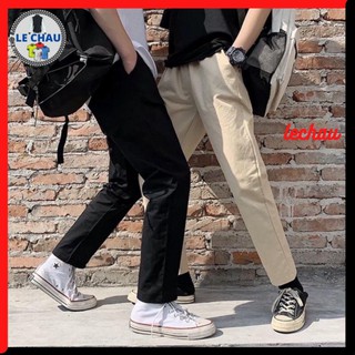 Quần baggy nam nữ kaki ống suông basic unisex - kiểu quần kaki ống rộng suông thun đen và be tan b001 lech