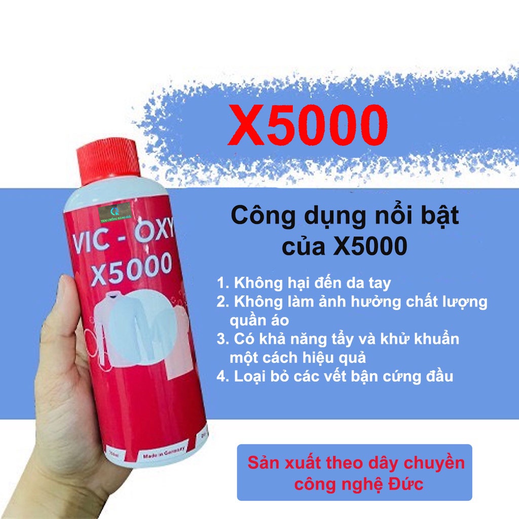 Thuốc tẩy, nước tẩy trắng X5000, tẩy mốc, vết ố quần áo, chăn ga