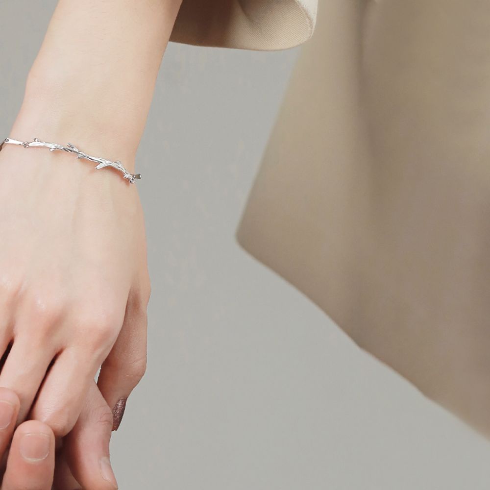 Vòng tay dây xích gắn hình cành cây phong cách lãng mạn chỉnh được cho cặp đôi