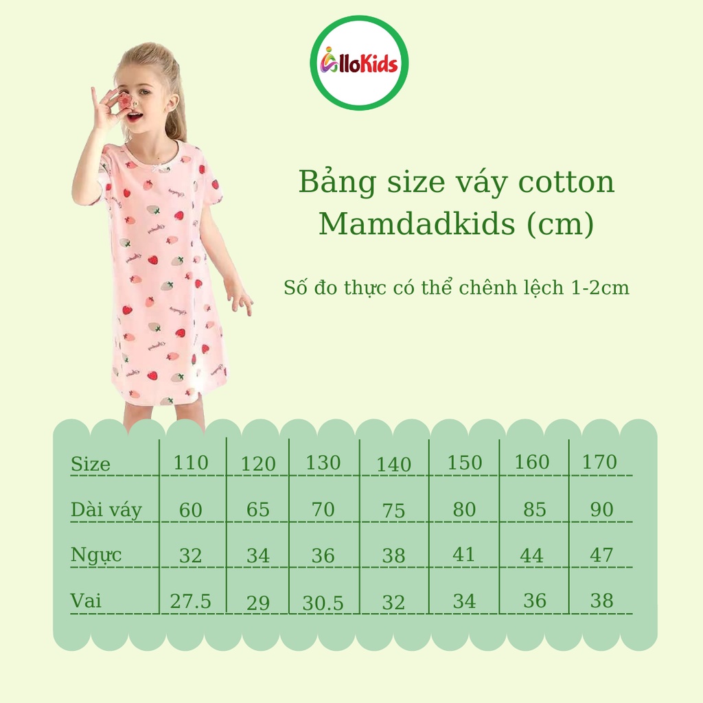 12-52kg Váy cotton hè cho bé hãng Mamdadkids #cottontiêncá