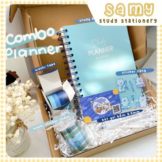 (COMBO SAVING) SỔ STUDY PLANNER KLONG, WASHI, STICKER BÚT GEL ĐEN TAKE NOTE BULLET JOURNAL