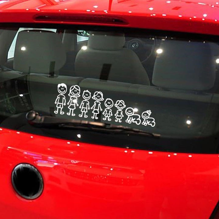 Bộ Tem 3D Funny Family Members Dán Trang Trí Xe