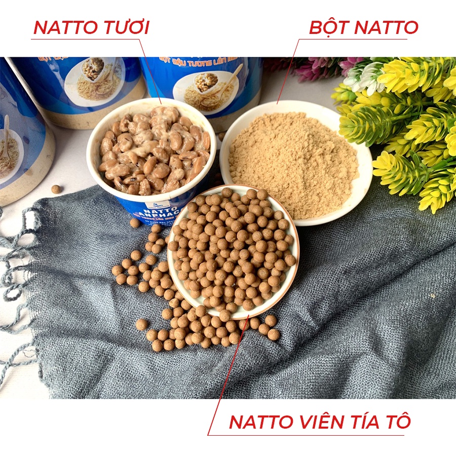 Natto Anphaco - Đậu tương lên men dạng bột, viên - 100% đậu tương không biến đổi gen - Hộp 220-250gr, Gói 100gr