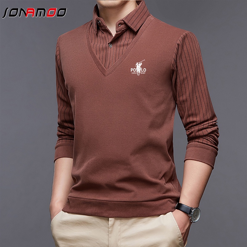 Áo polo Cotton Dài Tay Thời Trang Công Sở Cho Nam 5 Màu Lựa Chọn