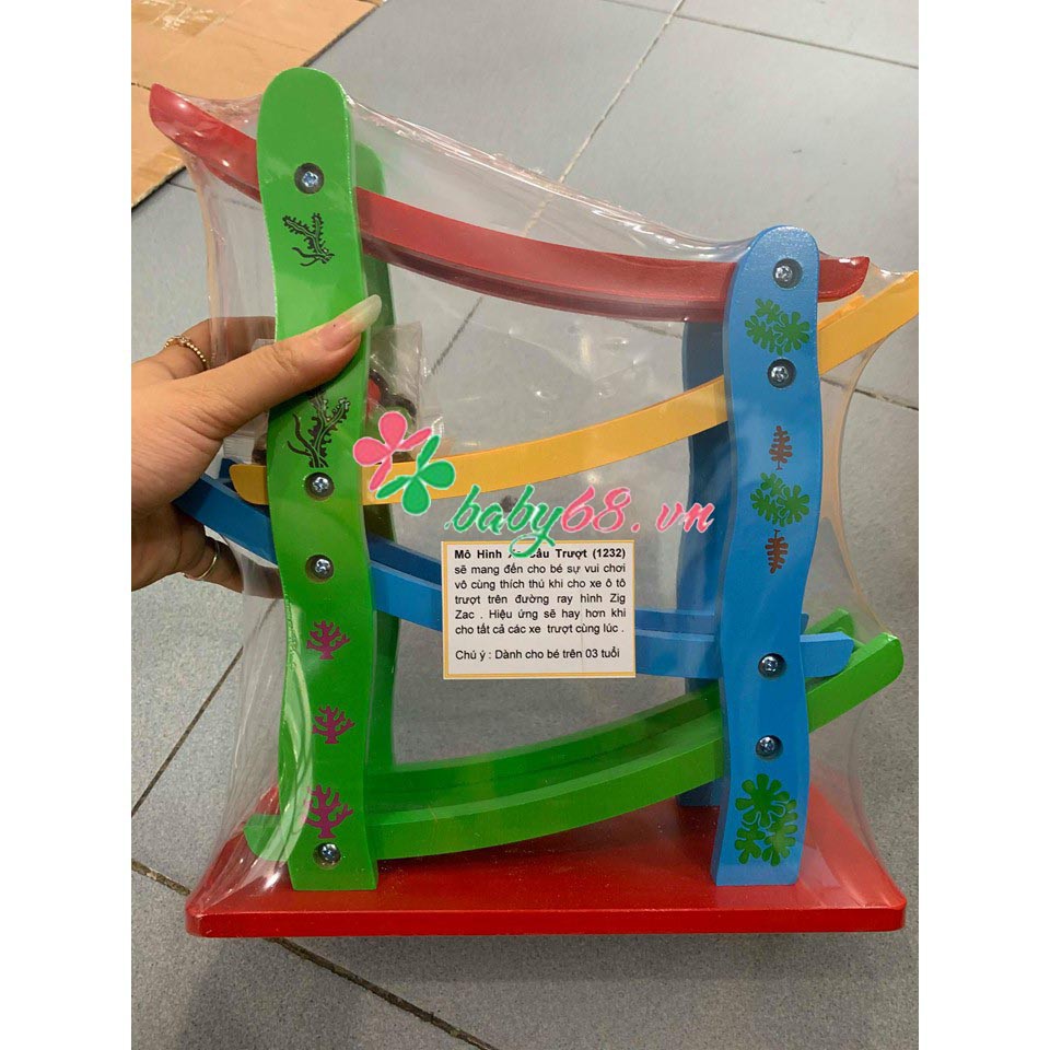 Xe cầu trượt 4 tầng bằng gỗ Đất Việt cỡ trung