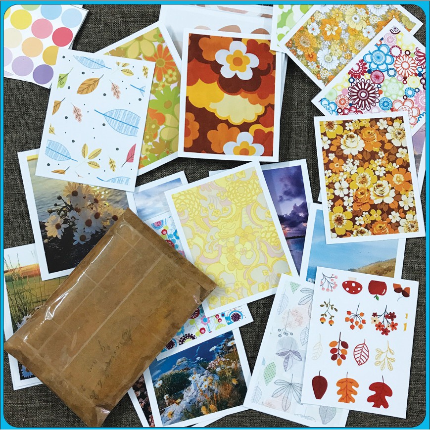 Set thiệp POSTCARD style Minimalism trang trí, decor phòng ngủ họa tiết sáng tạo kèm sticker dán xinh xắn(1 set 11 tấm)