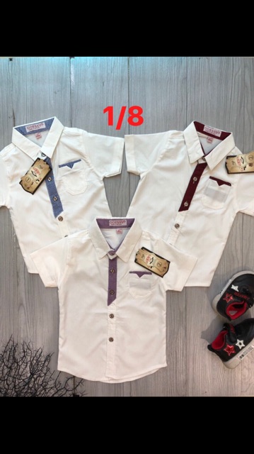 [ XẢ HÀNG ] áo sơ mi tay ngắn bé trai, chất vải đẹp, mịn, mát, co dãn cực tốt, đủ màu như hình