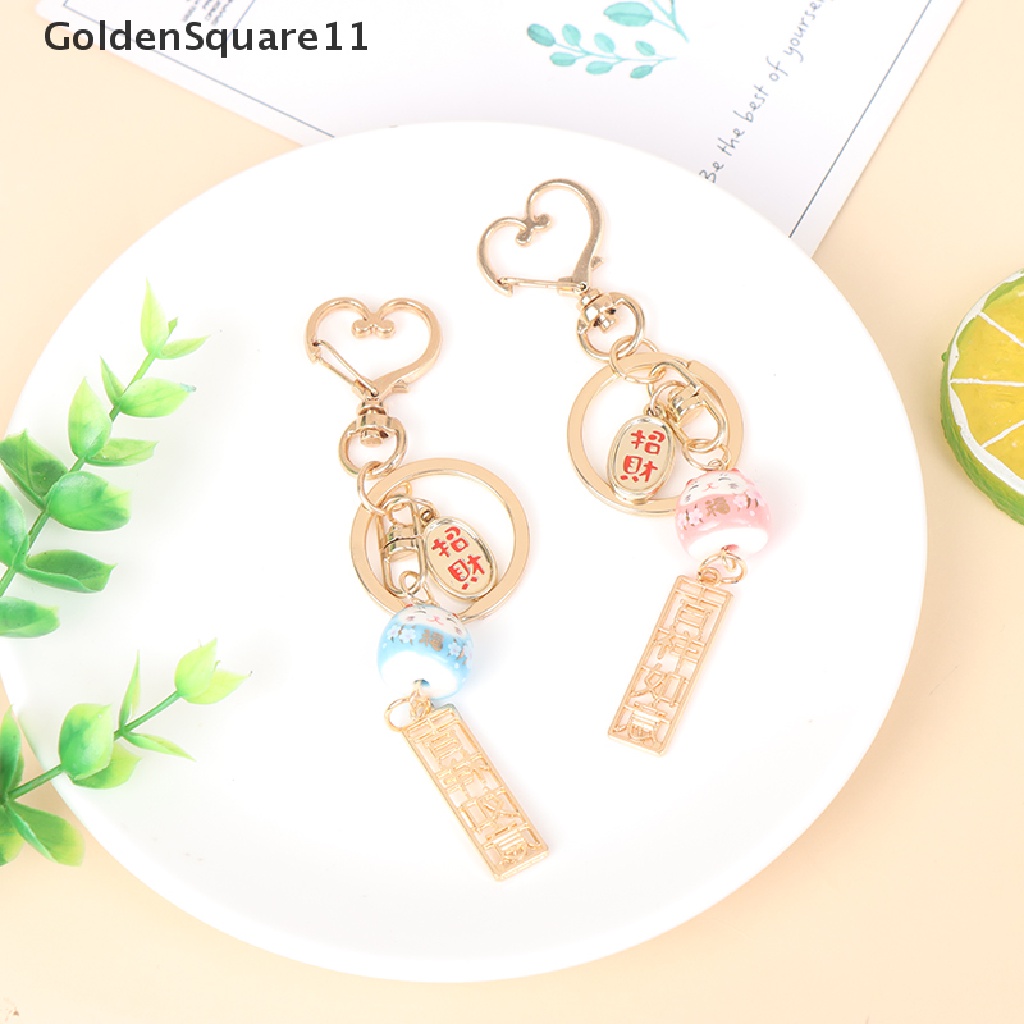 Móc Khóa Hình Mèo May Mắn Bằng Gốm Sứ Dễ Thương Goldsquare11