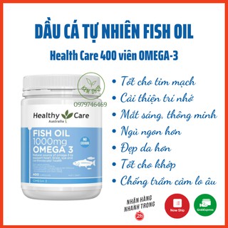 [Cam kết Chuẩn Úc] Dầu cá tự nhiên Fish Oil 1000mg Omega 3 Healthy Care, 400 viên - Mẫ thumbnail