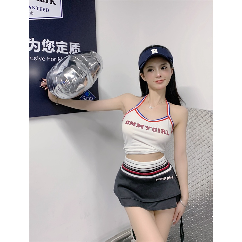 Cocory vn Bộ Áo Tank Top / Chân Váy Chữ A Lưng Thấp In Họa Tiết Thời Trang Quyến Rũ Cho Nữ