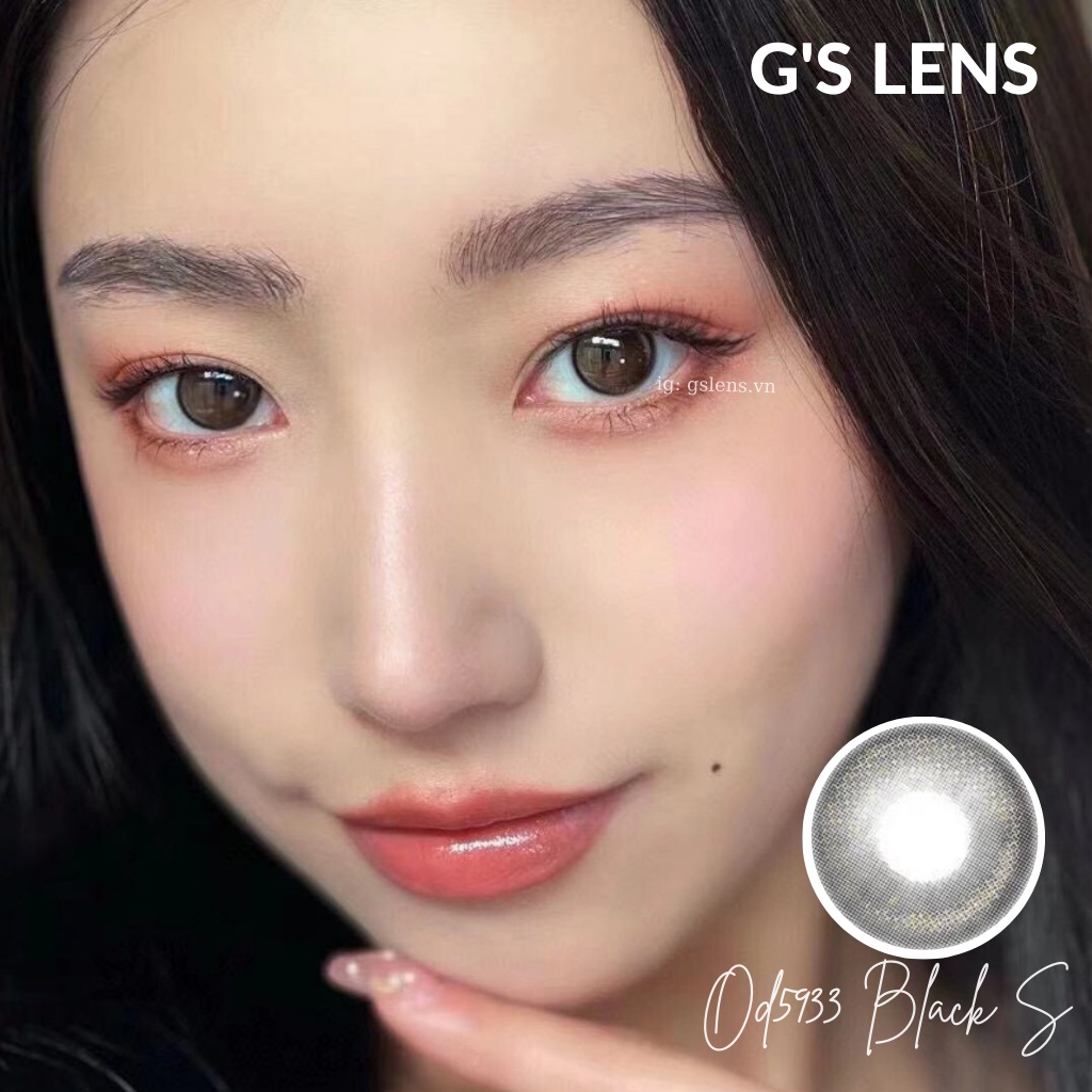 Lens Mắt Kính Áp Tròng Màu Đen Vân Nhũ OD-5933 Lens Black Hot Douyin Size S 14.2mm Có 0 Đến 6 Độ