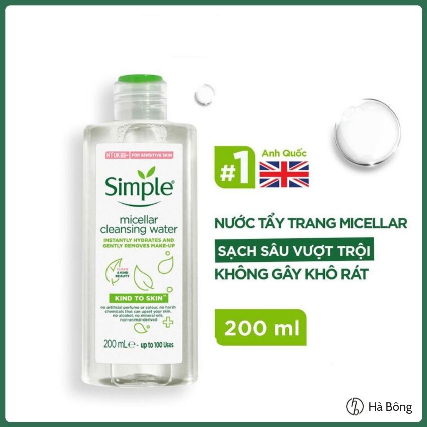 Nước Tẩy Trang Simple Micellar Cleansing Water 200ml - DUXBO