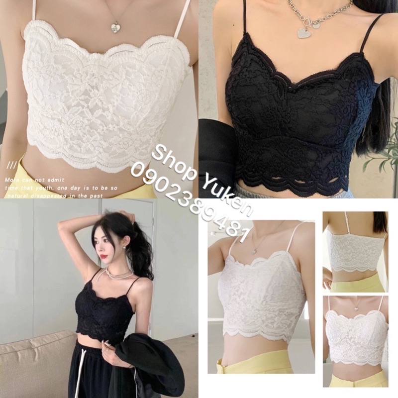Áo bra croptop. Áo bra ren nữ cao cấp có mút tháo rời được bđ37