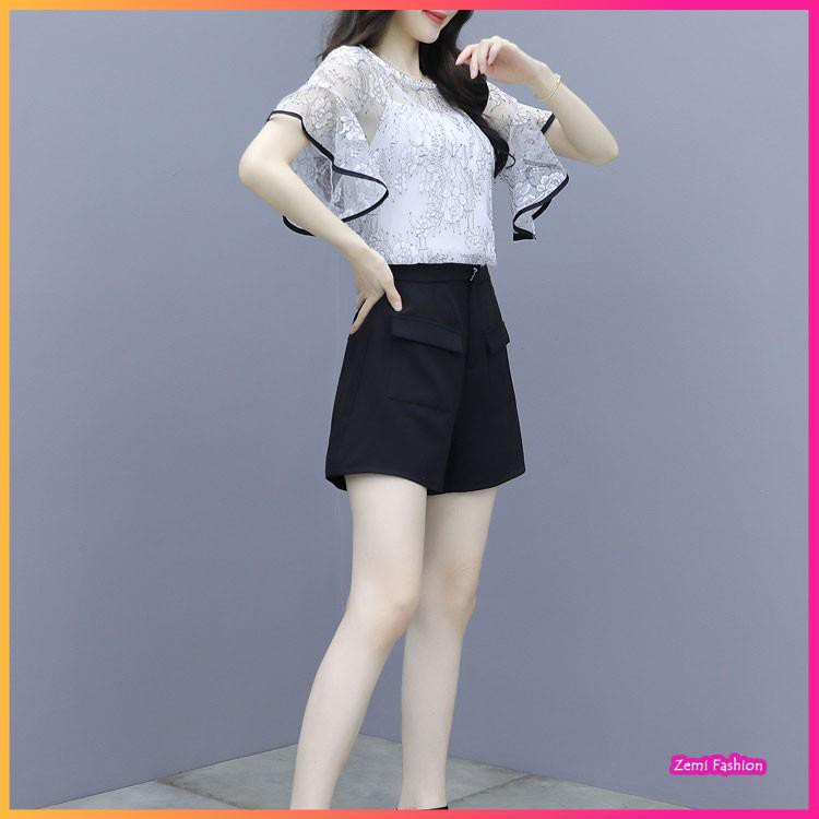 Set Đồ Nữ, Bộ Combo Set Áo Lưới Ren Kiểu Thời Trang Kết Hợp Quần Short