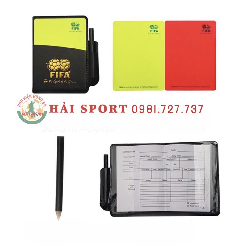 Thẻ trọng tài bóng đá FIFA kèm bút và sổ -Thẻ vàng thẻ đỏ cho trọng tài bóng đá ( Hàng đẹp )