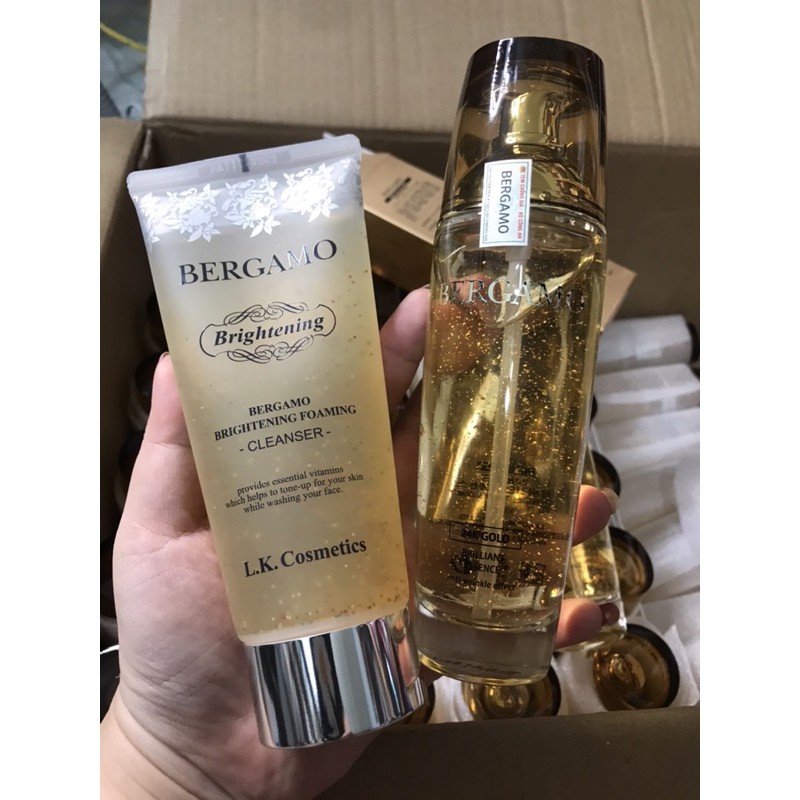 Serum Bergamo Vàng 110ml và Sữa rửa mặt tinh thể vàng bergamo