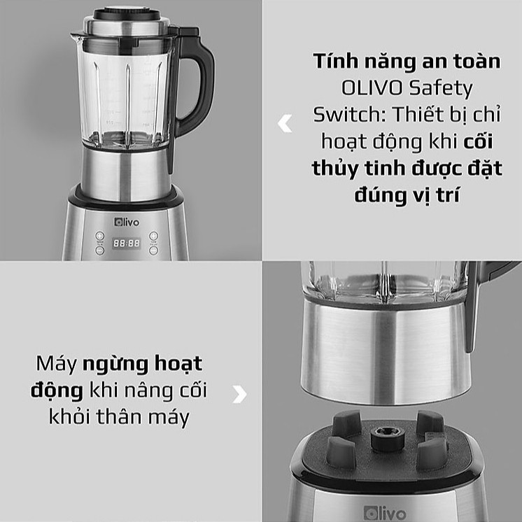 Máy Làm Sữa Hạt OLIVO X20 1800W Chính hãng - BH 24 tháng Máy Xay Sinh Tố, Làm Sữa Hạt Siêu Mịn Thương Hiệu Mỹ