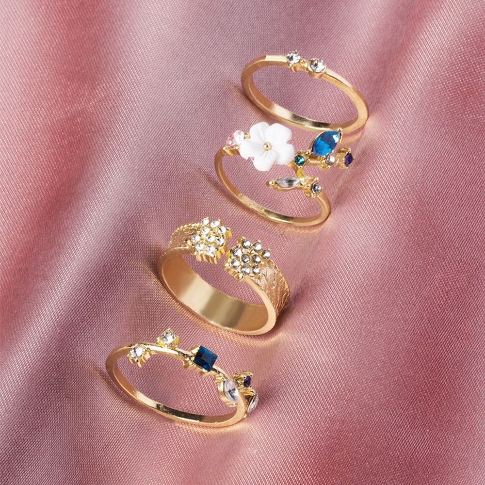 Set nhẫn RINHOO FRIENDSHIP hợp kim nhiều kiểu dáng phong cách bohemia thời trang