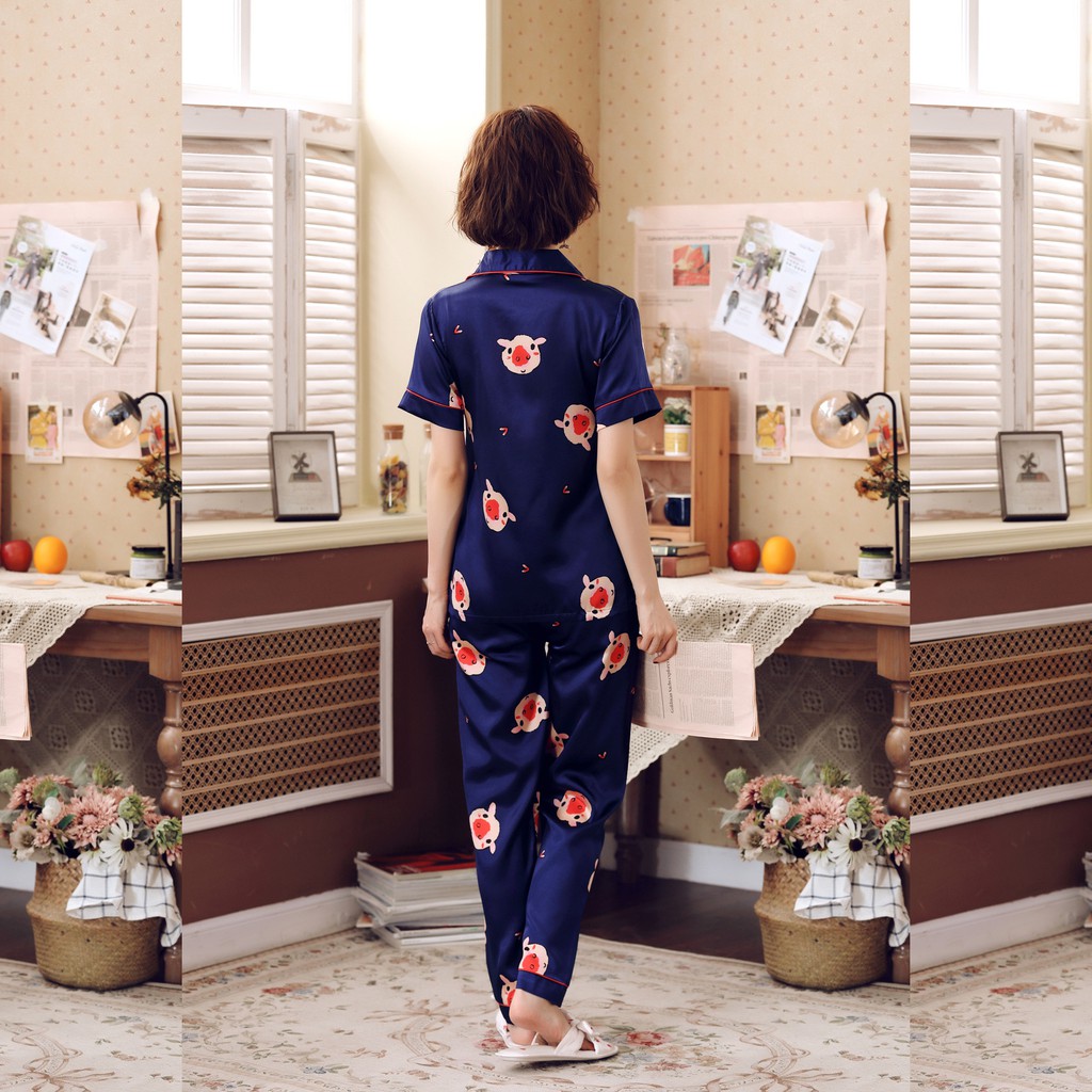 Đồ Bộ Pijama nữ đẹp, Đồ Ngủ Pijama dài - Sợi Lụa Satin Cao Cấp Mềm, Mịn - Siêu Dễ Thương B58