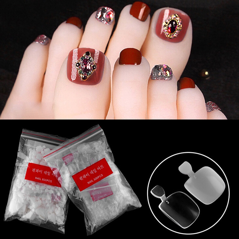 Set 500 Móng Tay Giả Trong Suốt Bằng acrylic Trang Trí