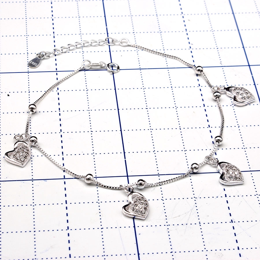 Lắc Chân Nữ BẠC HIỂU MINH LC199 Trái Tim Bạc Ý | BigBuy360 - bigbuy360.vn