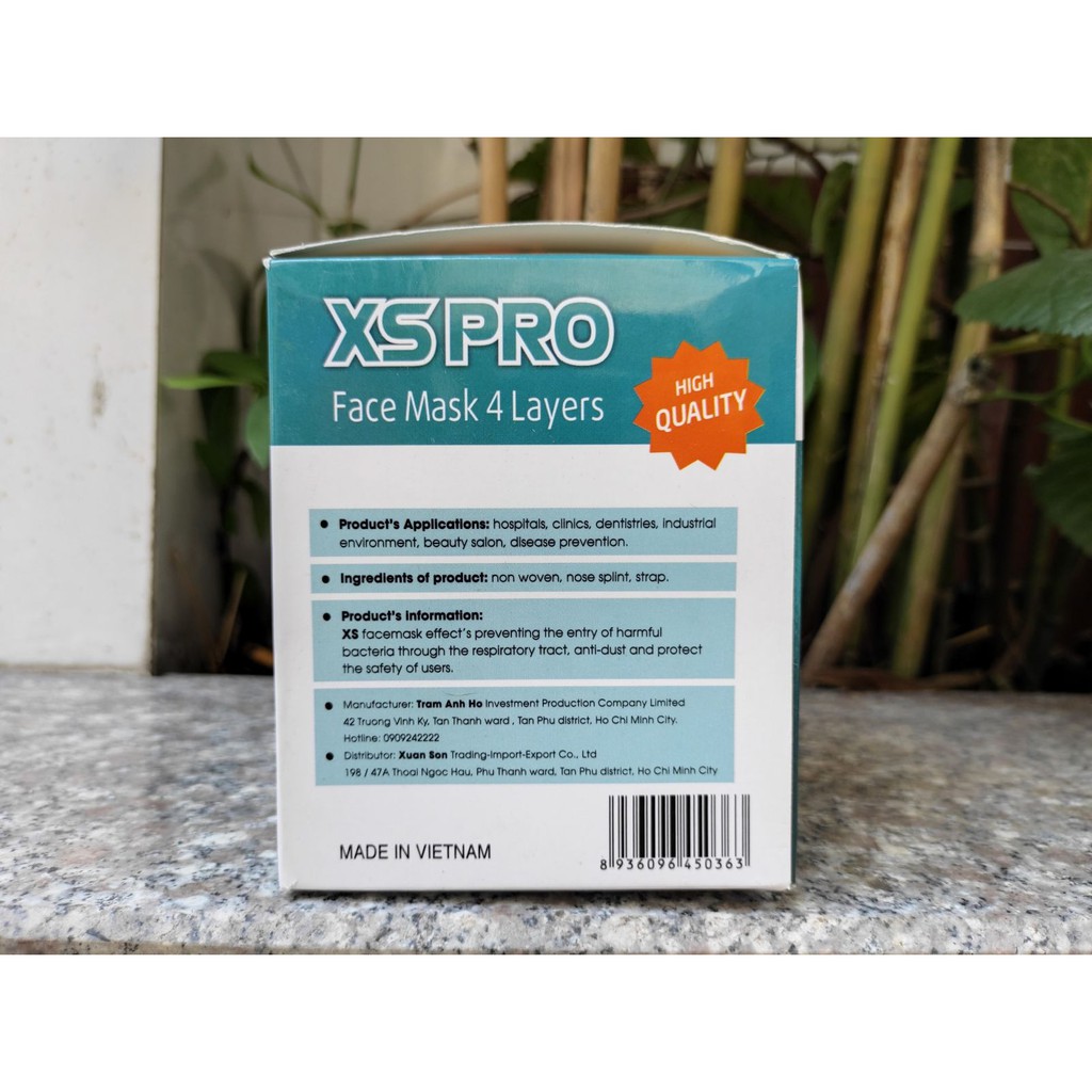 Khẩu Trang Y Tế XS PRO 4 Lớp Màu Trắng (Hộp 50 Cái)